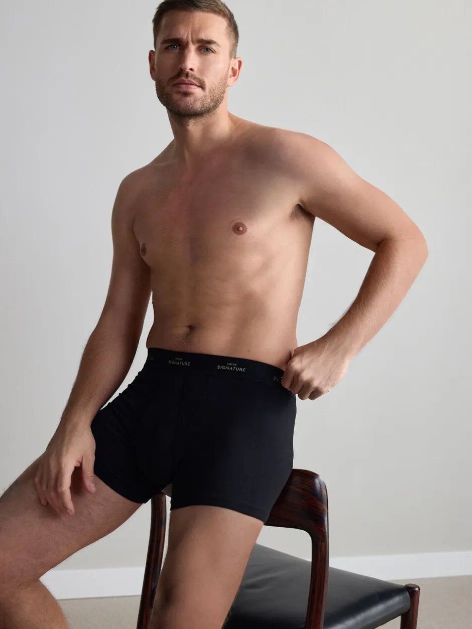 Ondergoed|Ondergoed|Next Zwart metallic - Verpakking van 4 - Signature boxershorts