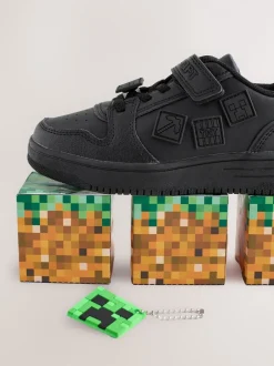 Sneakers|Sneakers|Next Zwart Minecraft - School Touch Fastening Elastic Lace Shoes