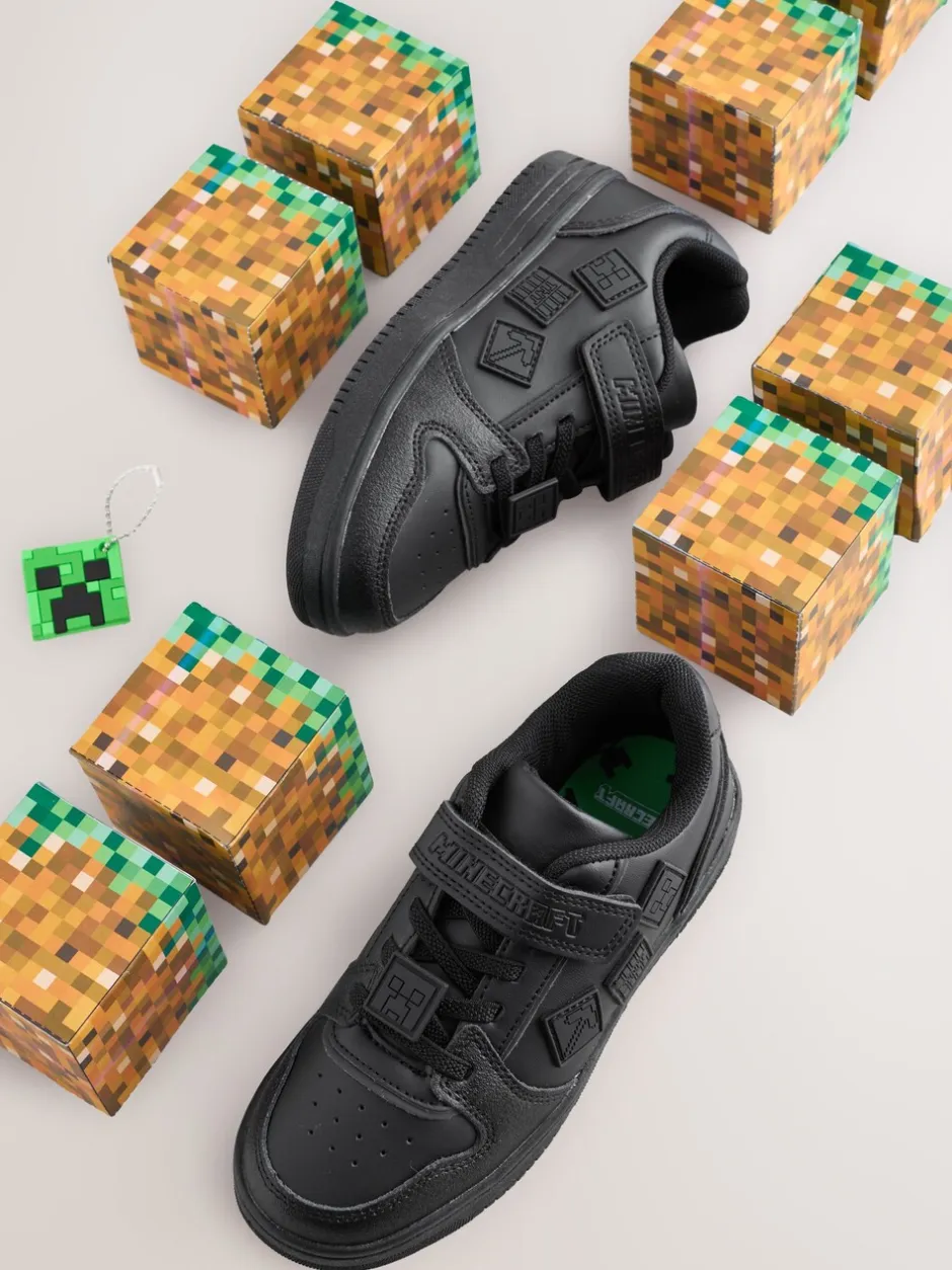Sneakers|Sneakers|Next Zwart Minecraft - School Touch Fastening Elastic Lace Shoes