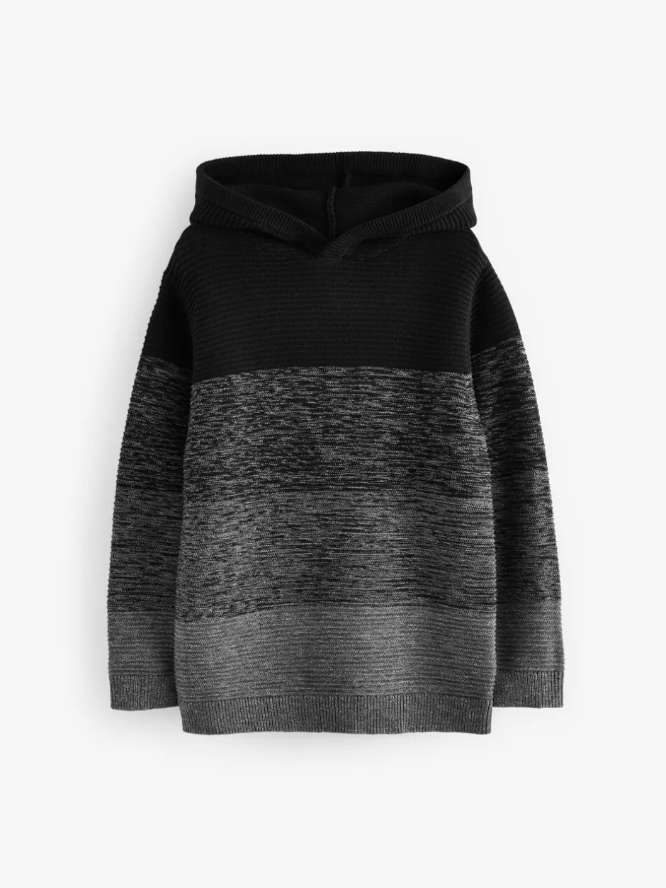Truien En Breisels|Next - Gebreide hoodie (3-16jr) Zwart Ombré kleurblok