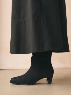 Ruimvallend En Extraruimvallend|Boots|Next - Forever Comfort® Knee High Chisel Toe Heeled Boots Zwart suède