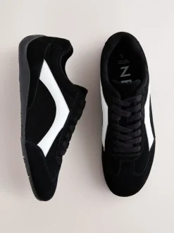Sneakers|Next - Forever Comfort® Leather Slimsole Lace-Up Trainers Zwart suède