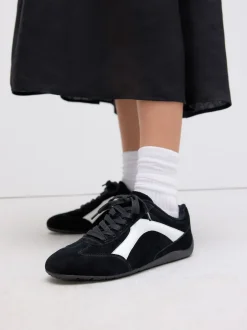 Sneakers|Next - Forever Comfort® Leather Slimsole Lace-Up Trainers Zwart suède