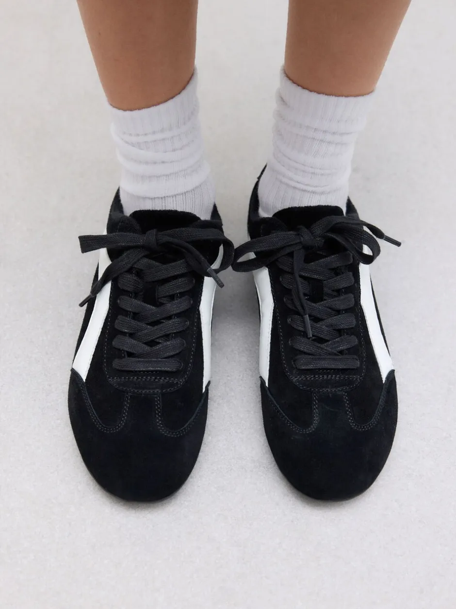 Sneakers|Next - Forever Comfort® Leather Slimsole Lace-Up Trainers Zwart suède