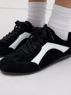 Sneakers|Next - Forever Comfort® Leather Slimsole Lace-Up Trainers Zwart suède