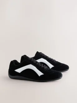 Sneakers|Next - Forever Comfort® Leather Slimsole Lace-Up Trainers Zwart suède