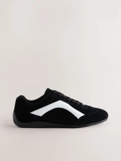 Sneakers|Next - Forever Comfort® Leather Slimsole Lace-Up Trainers Zwart suède