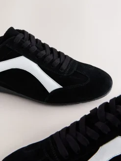 Sneakers|Next - Forever Comfort® Leather Slimsole Lace-Up Trainers Zwart suède
