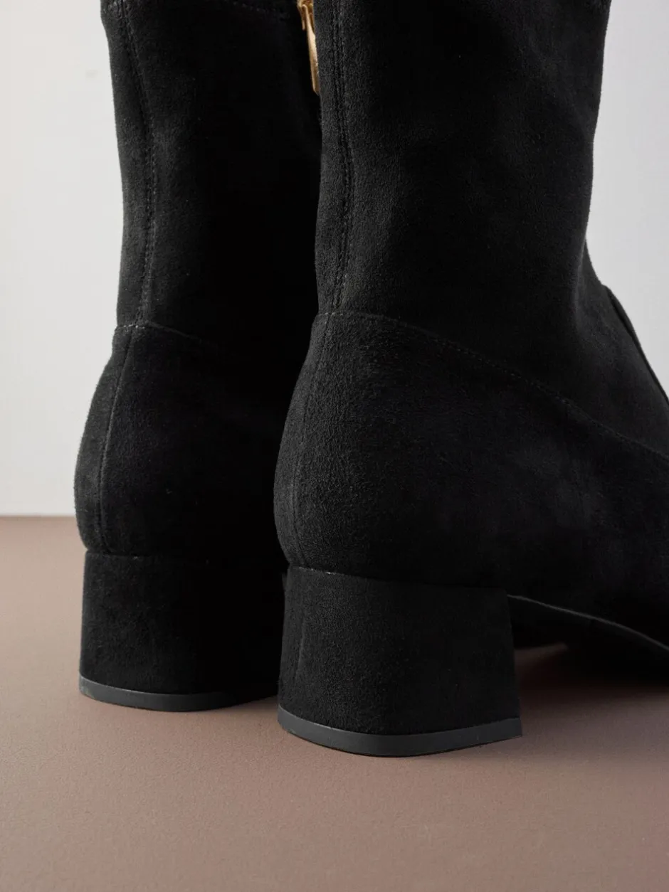 Ruimvallend En Extraruimvallend|Boots|Next - Motionflex Sokkenlaarzen met Blokhak Zwart suède