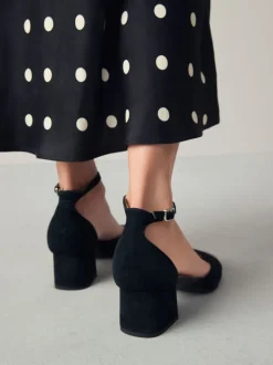 Schoenen Met Hakken|Gelegenheidskleding|Next - Toe Cap Block Heels Zwart suède