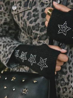 Mutsen, Handschoenen En Sjaals|Rockett St George - Handwarmers Zwart versierd met ster studs