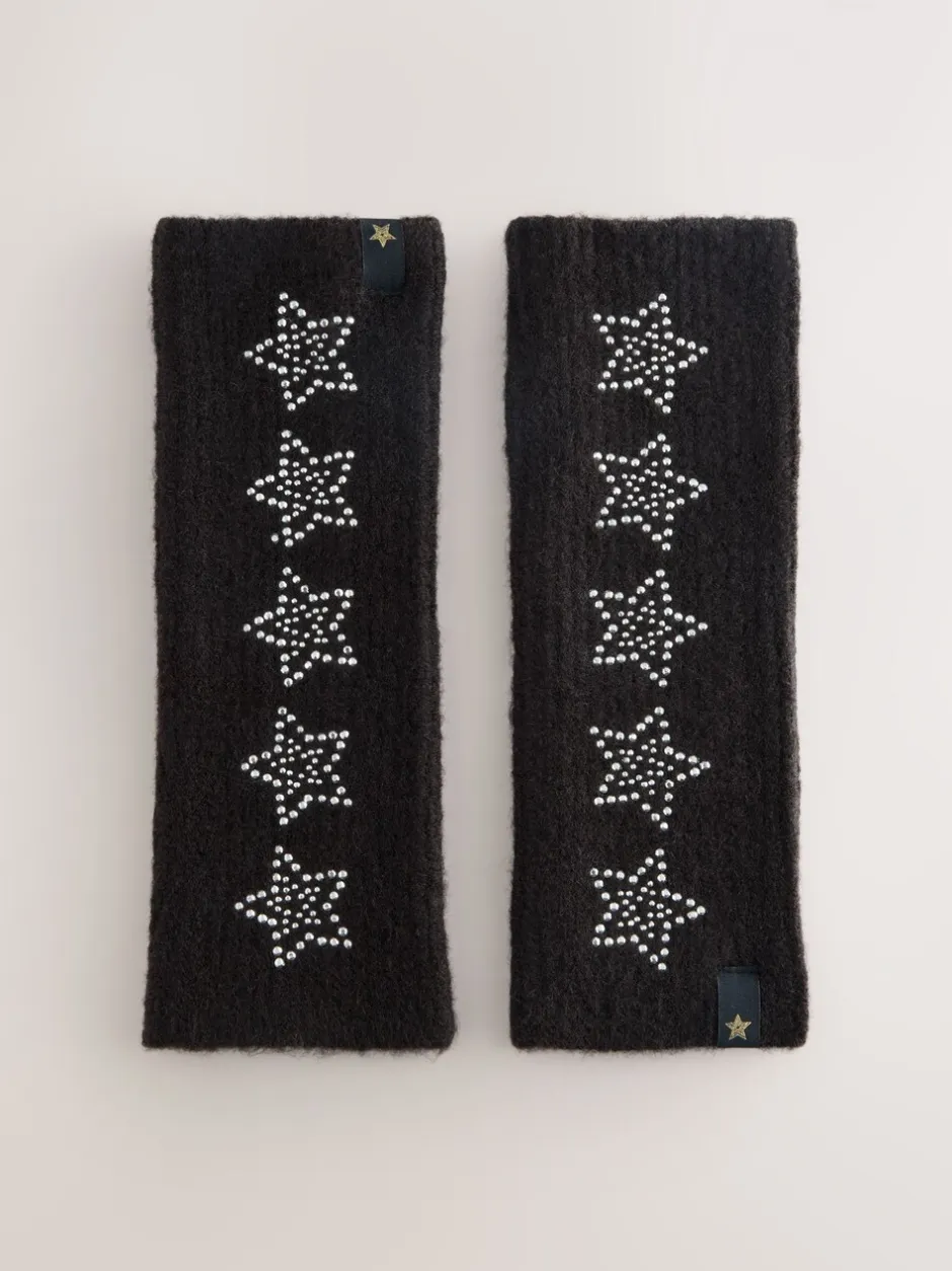 Mutsen, Handschoenen En Sjaals|Rockett St George - Handwarmers Zwart versierd met ster studs