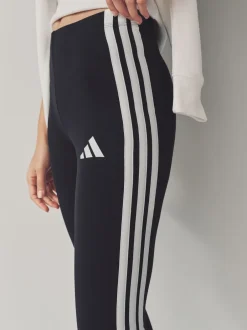Sportkleding|Leggings En Joggingbroeken*adidas Zwart wit - Essentials katoenen legging met 3 strepen