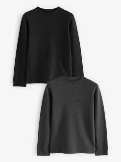 Ondergoed|Schoolkleding|Next Zwart/antraciet - 2 -pack thermische tops met lange mouwen (2-16jr)