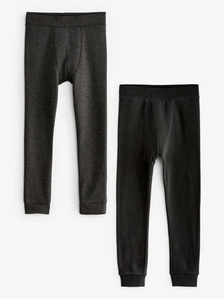 Ondergoed|Schoolkleding|Next Zwart/antraciet - Verpakking van 2 thermische leggings (2-16 jr)