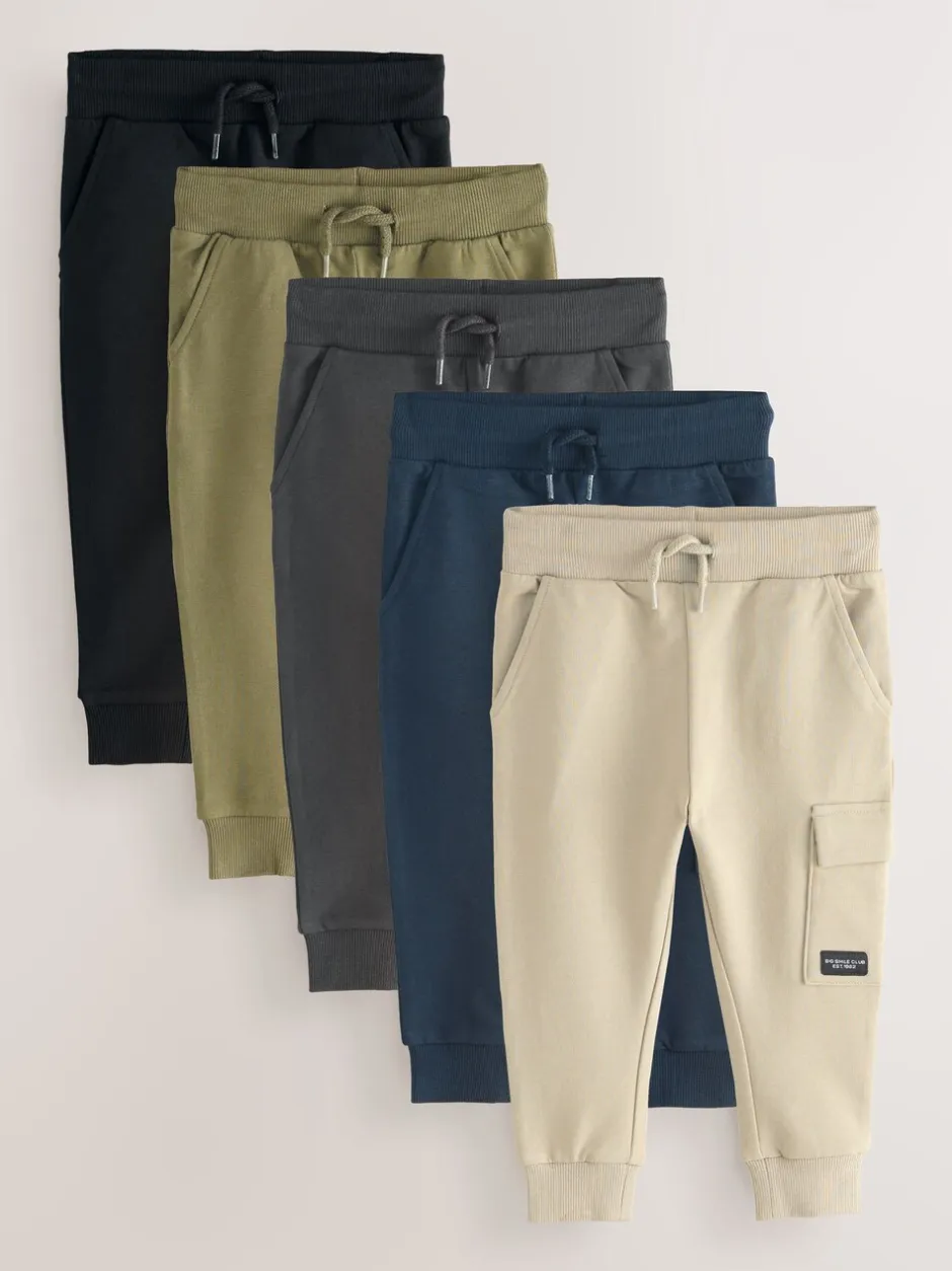 Multipacks|Jeans En Joggingbroeken*Next - Verpakking van 5 joggingbroeken (3mnd-7jr) Zwart/antracietgrijs/kiezelkleurig/khakigroen