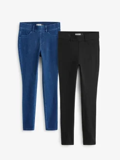 Leggings En Joggingbroeken*Next - Set van 2 lange jersey denim leggings Zwart/Blauw