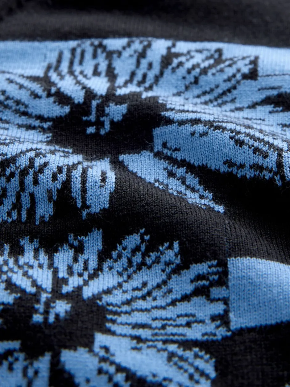 Gebreide Kleding|Next Zwart/blauw gestreept met bloemenprint - Soft Touch Ronde hals Katoen Rijke Trui