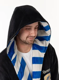 Kamerjassen En Badjassen|Vanilla Underground - Harry Potter Hooded Bathrobe Dressing Gown Zwart/blauw Ravenclaw