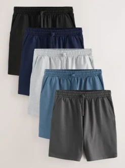 Loungewear|Shorts*Next - Loopback Soft Touch 5 Pack Joggers Shorts Zwart/blauw/grijs