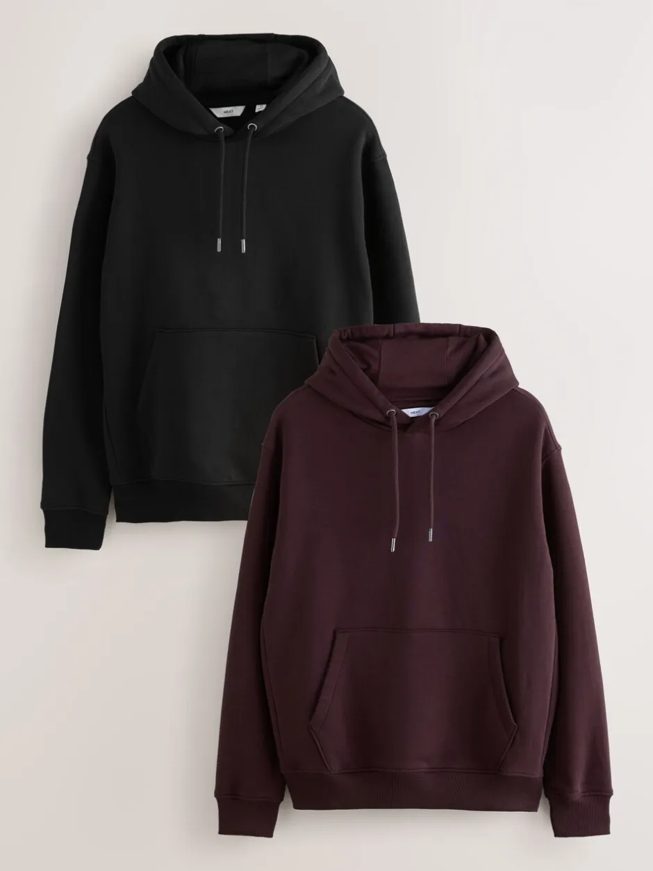 Sweaters En Hoody´S|Sweaters En Hoody´S|Next - Cotton Rich Jersey Overhead Hoodies 2 Pack Zwart/Bourgondisch Rood