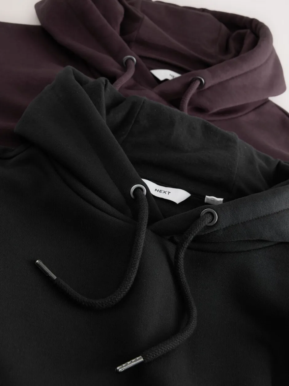 Sweaters En Hoody´S|Sweaters En Hoody´S|Next - Cotton Rich Jersey Overhead Hoodies 2 Pack Zwart/Bourgondisch Rood