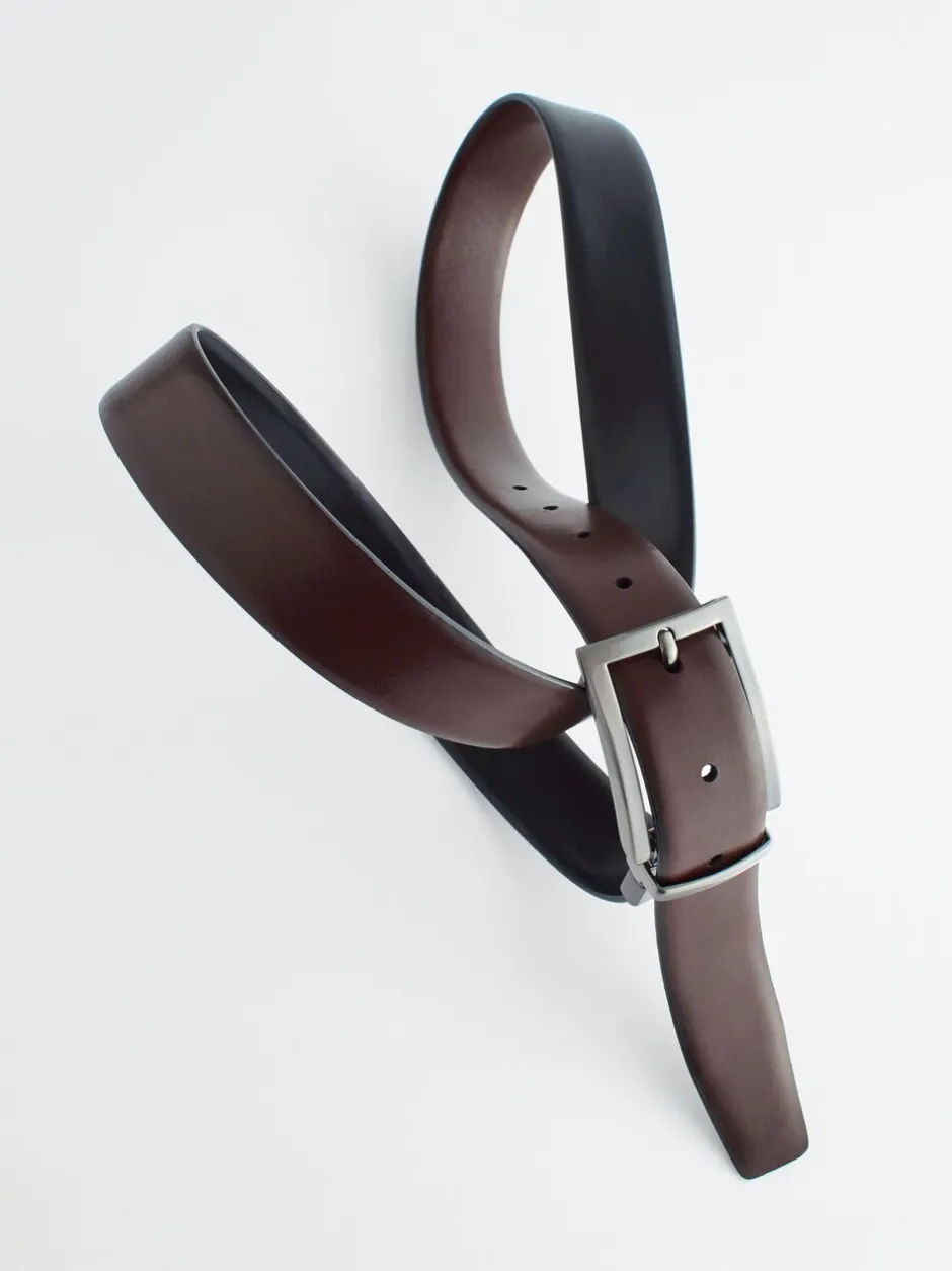 Riemen En Bretels|Next Zwart/bruin - Omkeerbare leren riem