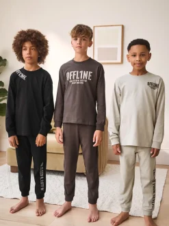 Pyjama's|Nachtkleding En Pyjama's|Next Zwart/bruin - Pyjama met korte pijpen 3 stuks (3-16jaar) (3-16jaar)