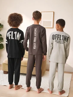 Pyjama's|Nachtkleding En Pyjama's|Next Zwart/bruin - Pyjama met korte pijpen 3 stuks (3-16jaar) (3-16jaar)