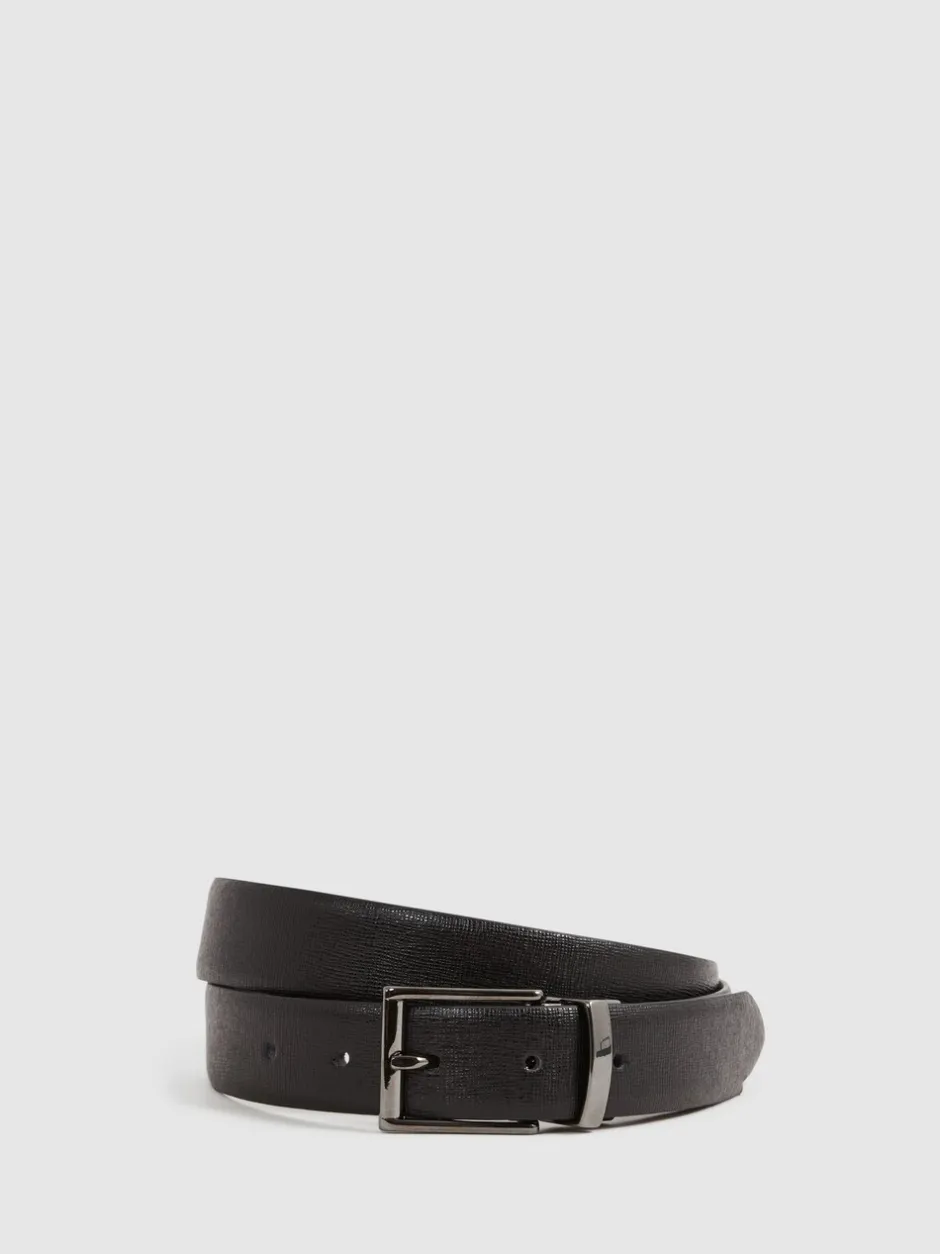 Riemen En Bretels*Reiss - Ricky omkeerbare leren riem Zwart/bruin