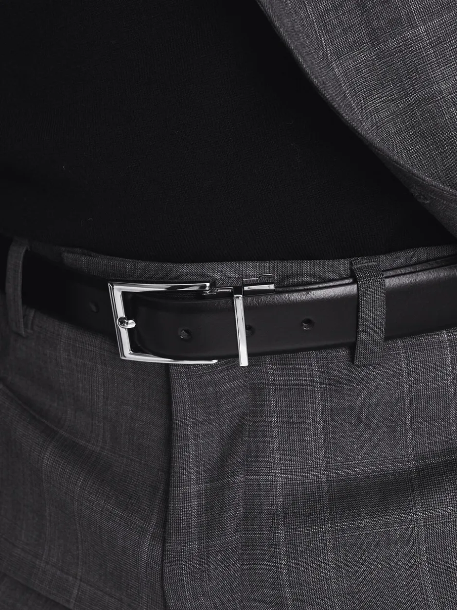 Riemen En Bretels*Reiss - Ricky omkeerbare leren riem Zwart/bruin