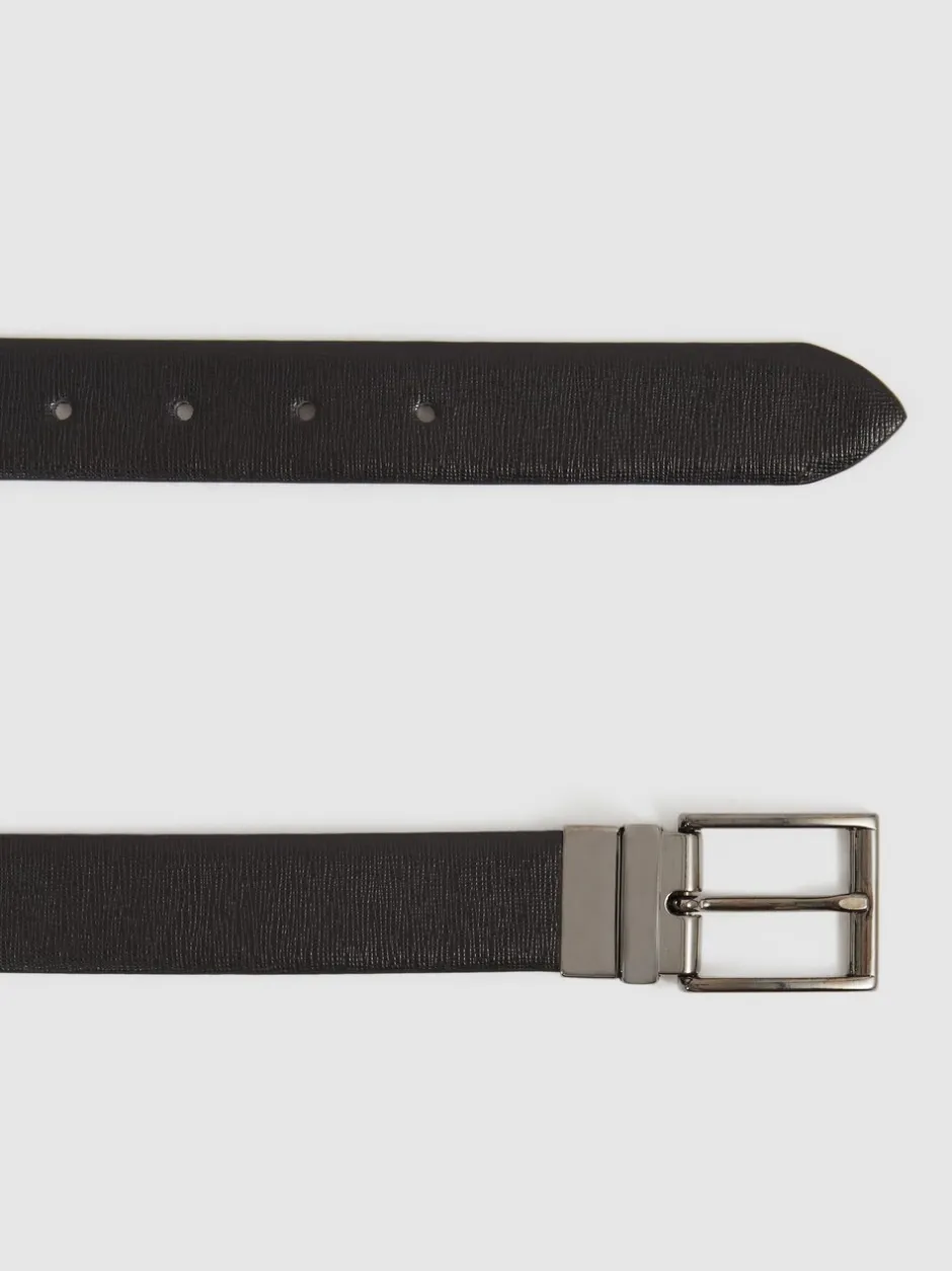 Riemen En Bretels*Reiss - Ricky omkeerbare leren riem Zwart/bruin