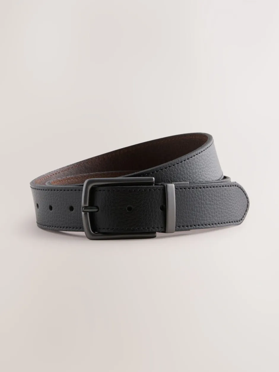 Riemen En Bretels*Next Zwart/bruin - Reversible Grainy Leather Belt