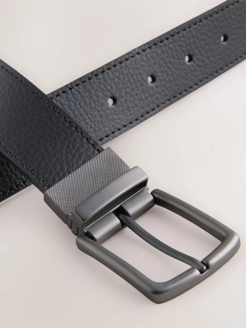 Riemen En Bretels*Next Zwart/bruin - Reversible Grainy Leather Belt