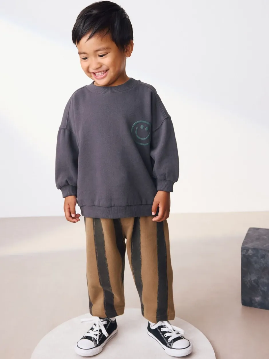 Sets En Combisets|Truien En Breisels*Next Zwart/bruin - Set met sweatshirt en joggingbroek met strepen (3mnd-7jr)