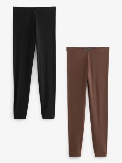 Leggings En Joggingbroeken|Next - Set van 2 lange leggings Zwart/bruin