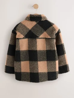 Jassen En Jacks*Next Zwart/bruin Buffalo - Fleece shacket van borg met ruit (3-16jr)