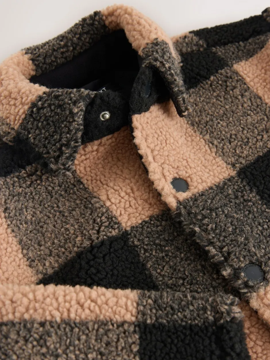 Jassen En Jacks*Next Zwart/bruin Buffalo - Fleece shacket van borg met ruit (3-16jr)
