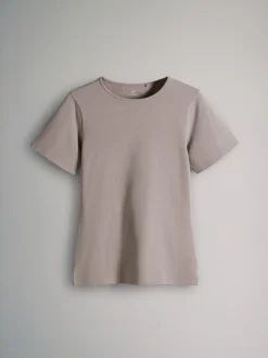 Tops En T-Shirts|The Set - 5 Pack Korte mouwen T-shirts met Ronde hals Zwart/bruin/neutraal/nude/wit