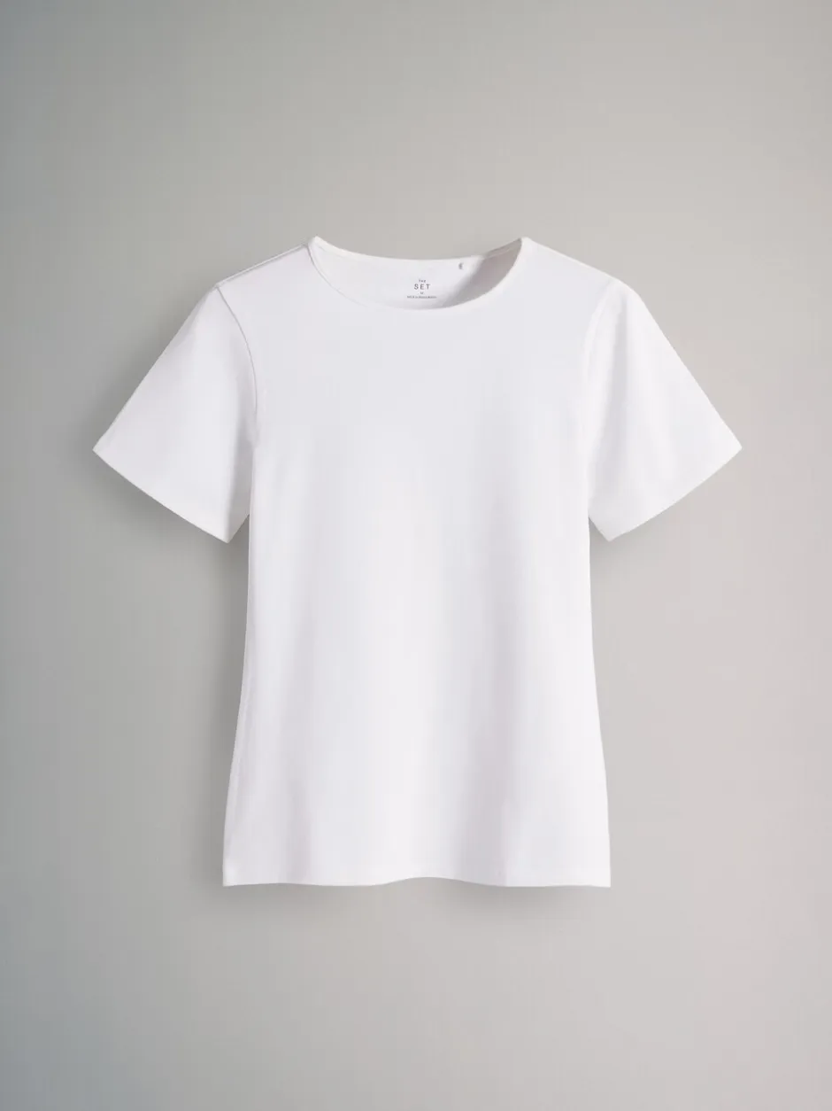 Tops En T-Shirts|The Set - 5 Pack Korte mouwen T-shirts met Ronde hals Zwart/bruin/neutraal/nude/wit