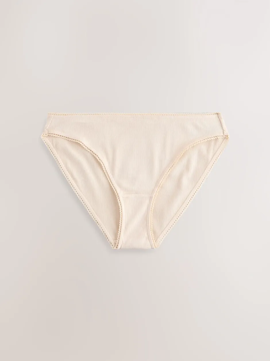 Onderbroeken|Next - Verpakking van 3 geribbelde katoenen slips Zwart/caramel Huidskleur/praline Huidskleur
