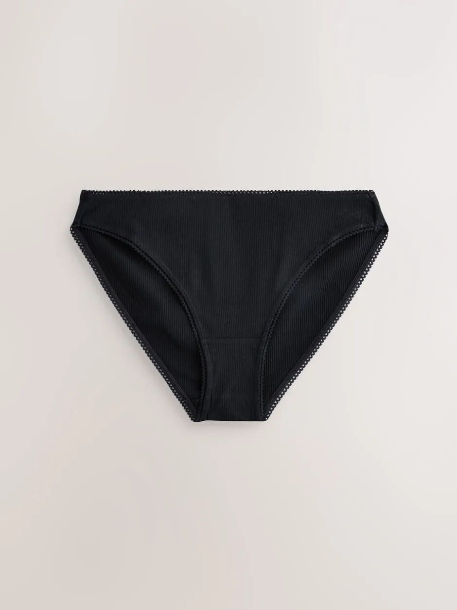 Onderbroeken|Next - Verpakking van 3 geribbelde katoenen slips Zwart/caramel Huidskleur/praline Huidskleur