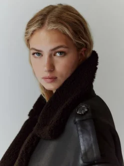 Jassen En Jacks*Next Zwart/chocoladebruin - Faux Shearling Cropped Aviator Jacket