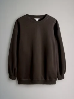 Hoody's En Sweatshirts*The Set - 2 Pack Longline Crew Neck Sweatshirt Zwart/chocoladebruin