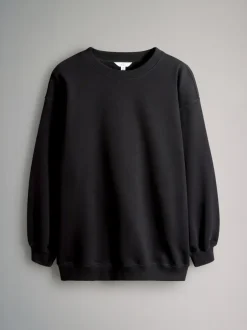 Hoody's En Sweatshirts*The Set - 2 Pack Longline Crew Neck Sweatshirt Zwart/chocoladebruin