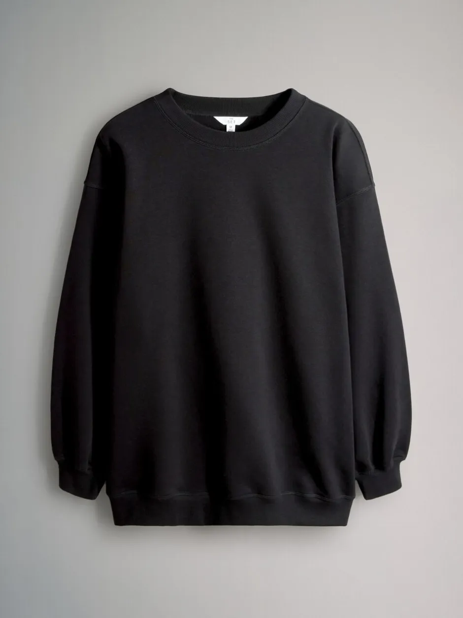 Hoody's En Sweatshirts*The Set - 2 Pack Longline Crew Neck Sweatshirt Zwart/chocoladebruin