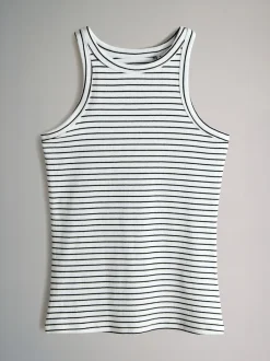 Sportkleding|The Set - 5 Pack Racer Ribbed Vests Zwart/chocoladebruin/taupebruin/streep/wit