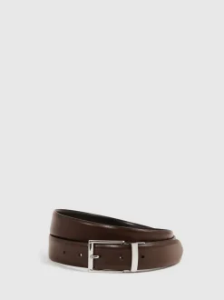 Riemen En Bretels|Reiss - Ricky omkeerbare leren riem Zwart/donkerbruin