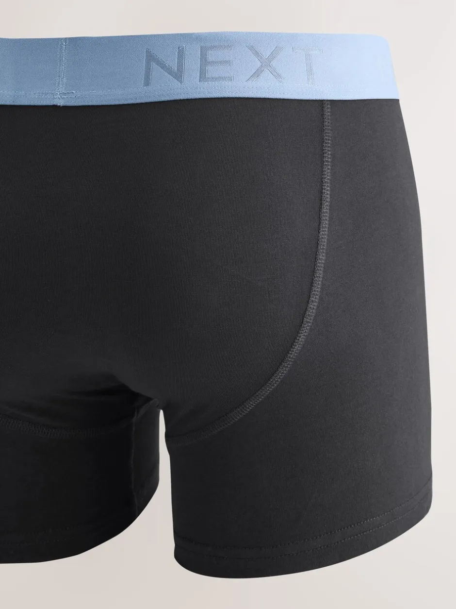 Ondergoed|Ondergoed|Next Zwarte en blauwe/bruine taillebanden - Standaard - 10 Boxershorts zonder plooi