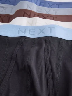 Ondergoed|Ondergoed|Next Zwarte en blauwe/bruine taillebanden - Standaard - 10 Boxershorts zonder plooi